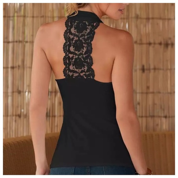 Tops - Black Lace-Back Top